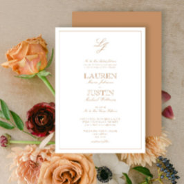 クラシックテラコッタスクリプトモノグラム結婚ズ 招待状