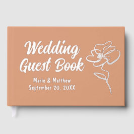 クラシックテラコッタフローラスケッチフォイルゲストブック ゲストブック