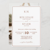 クラシックテラコッタモノグラム結婚写真 招待状 (正面/裏面)