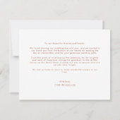 クラシックテラコッタラストロマンチック結婚写真 サンキューカード (裏面)