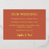 クラシックテラコッタ結婚のフォイル招待状 箔招待状 (正面)