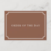 クラシックテラコッタ&ベージュ色ウェディングデイタイムライン エンクロージャーカード (裏面)