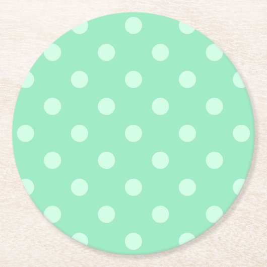 クラシックテンプレートライトミントグリーンドット素朴 ラウンドペーパーコースター (正面)