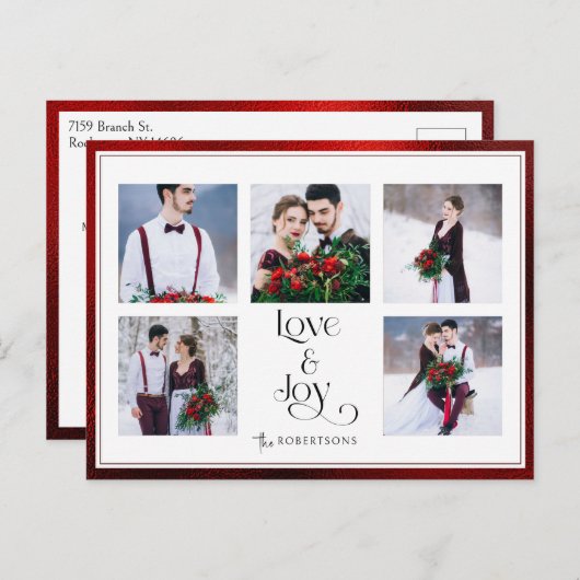 クラシックテーラードラブ&ジョイタイポグラフィ5 – 写真 シーズンポストカード (正面/裏面)