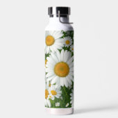 クラシックデイジー型白フローラ野緑 ウォーターボトル (左面)