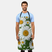 クラシックデイジー型白フローラ野緑 エプロン (着用した状態)