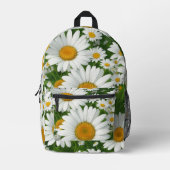 クラシックデイジー型白フローラ野緑 プリントバックパック (正面)