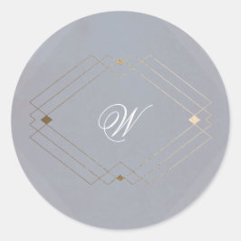 クラシックデコゴールド ヴィンテージグレー カリグラフィー ウェディング ラウンドシール