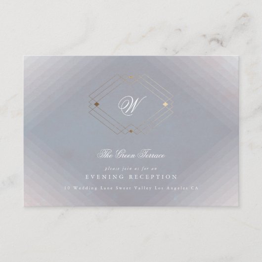 クラシックデコ金ゴールドヴィンテージグレー書結婚道 エンクロージャーカード (正面)