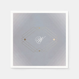 クラシックデコ金ゴールドヴィンテージグレー書結婚道 スタンダードカクテルナプキン