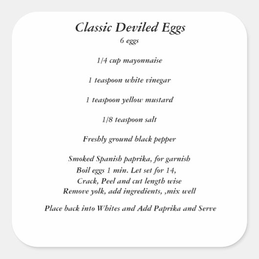 クラシックデビルエッグレシピシール スクエアシール (正面)