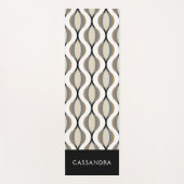 クラシックトゥーペベージュタングレーホワイトブラックアートウェーブズ ヨガマット (正面)