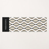 クラシックトゥーペベージュタングレーホワイトブラックアートウェーブズ ヨガマット (正面(横))