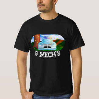 クラシックトラックと景色のGMech Tシャツ