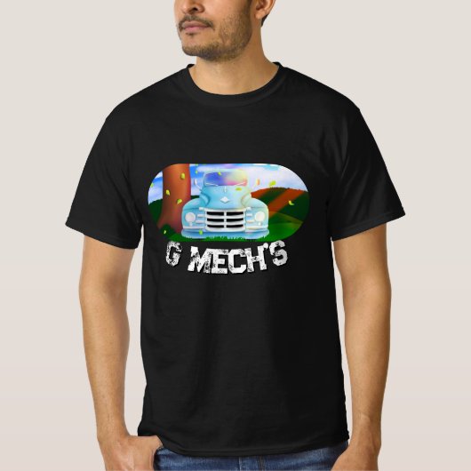 クラシックトラックと景色のGMech Tシャツ (正面)