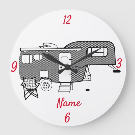 クラシックトラベルトレーラーキャラバンサンダー_コーブ ラージ壁時計 (正面)