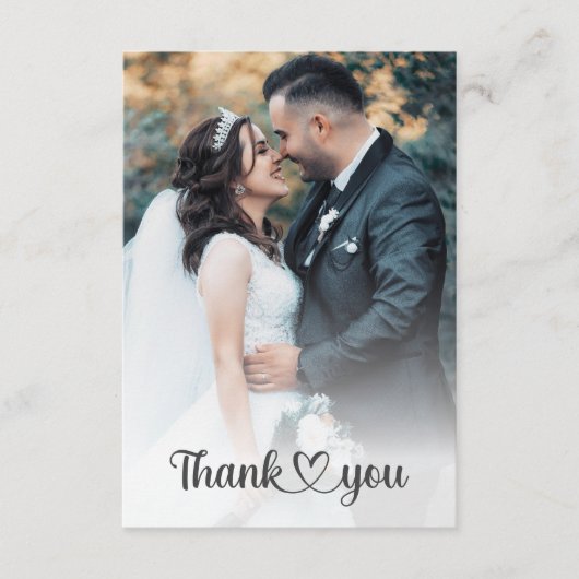 クラシックトレンディーシック新郎新婦の結婚写真 サンキューカード (正面)