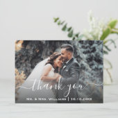 クラシックトレンディーシ結婚ックの写真の新郎新婦 サンキューカード (スタンド正面)