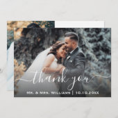 クラシックトレンディーシ結婚ックの写真の新郎新婦 サンキューカード (正面/裏面)