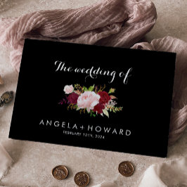 クラシックトロピカルブラックとブルゴーニュ結婚ーズ ゲストブック