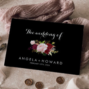 クラシックトロピカルブラックとブルゴーニュ結婚ーズ ゲストブック