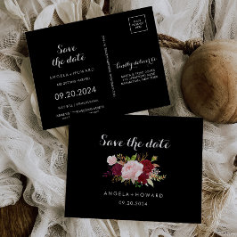 クラシックトロピカルブラックブルゴーニュSave the Date Card ポストカード