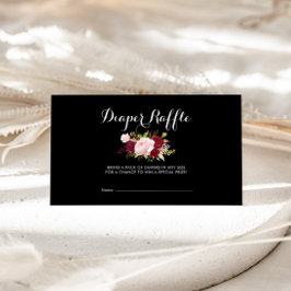 クラシックトロピカルブラック&バーガンディおむつラッフル エンクロージャーカード