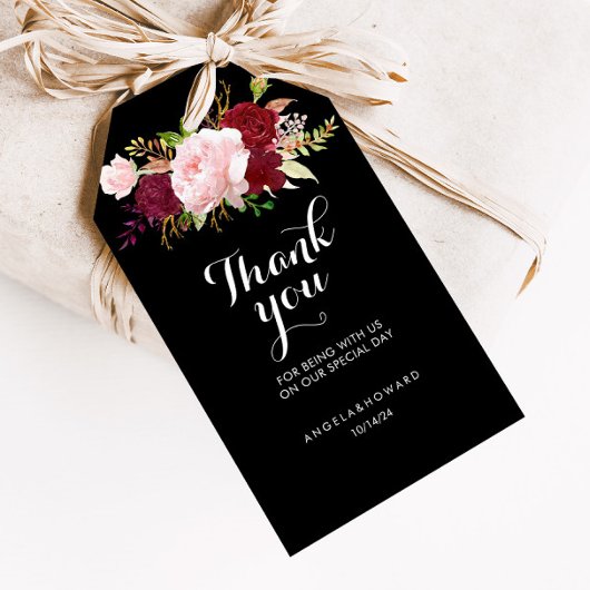 クラシックトロピカルブラック&ブルゴーニュ ギフトタグ