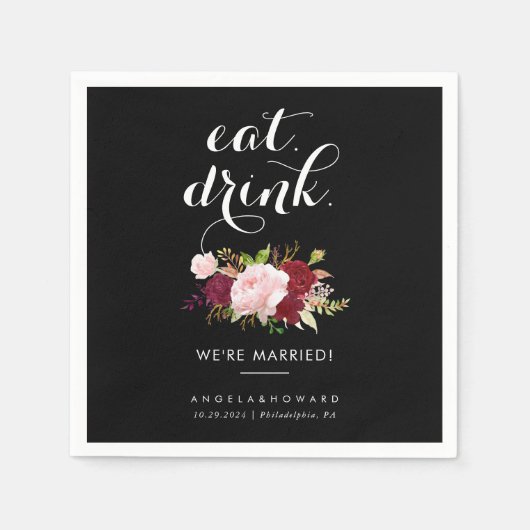 クラシックトロピッ食べクドリンク我々は結婚の スタンダードカクテルナプキン (正面)