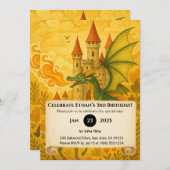 クラシックドラゴンアンドナイトフェアユタールシーン誕生日 招待状 (正面/裏面)