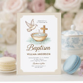 クラシックドーブ&クロスバプテスマ招待状 招待状