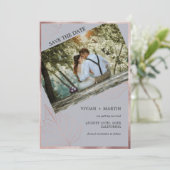 クラシックニュートラルグレーマットバラ離れ金ゴールド結婚ズ セーブザデート (スタンド正面)