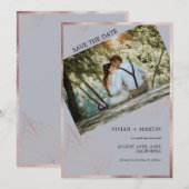 クラシックニュートラルグレーマットバラ離れ金ゴールド結婚ズ セーブザデート (正面/裏面)