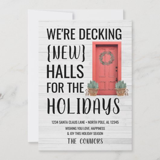 クラシックニューホームアドレスホリデークリスマスカード シーズンカード (正面)