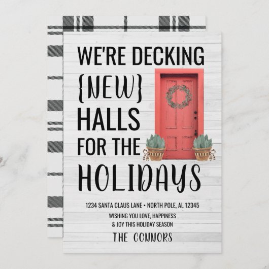 クラシックニューホームアドレスホリデークリスマスカード シーズンカード (正面/裏面)