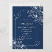 クラシックネイビエレガントーフォーマルブルーリハーサルディナー 招待状 (正面)