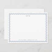 クラシックネイビシンプルーブルー3モノグラム波縁ど波 ノートカード (正面/裏面)