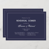 クラシックネイビシンプルーリハーサルディナー招待状 招待状 (正面/裏面)
