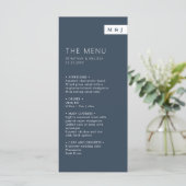 クラシックネイビフォーマルーブルー&ホワイトモノグラム結婚ズ メニュー (スタンド正面)