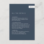 クラシックネイビミニマルーブルーモノグラム結婚の詳細 エンクロージャーカード (正面)