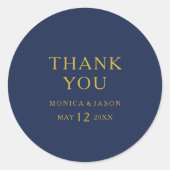 クラシックネイビミニマルーブルー金ゴールドありがとうござ結婚う ラウンドシール (正面)