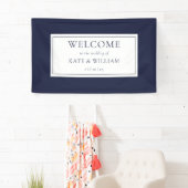 クラシックネイビモダンーブルー結婚の歓迎 横断幕 (インサイチュ)