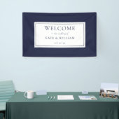 クラシックネイビモダンーブルー結婚の歓迎 横断幕 (トレードショー)