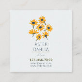 クラシックネイビーイエローホワイトデイジードット花パターン スクエア名刺 (裏面)