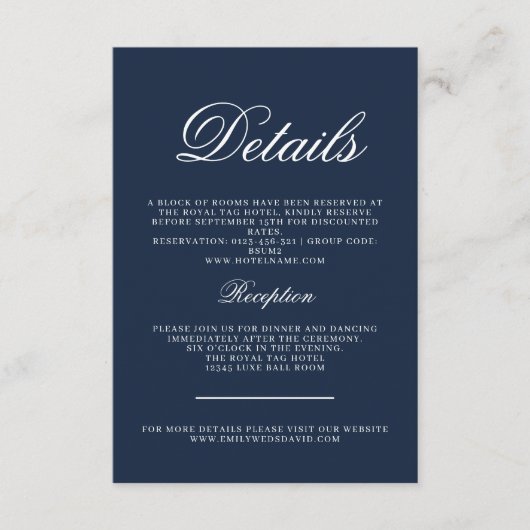 クラシックネイビーエレガンス書道 エンクロージャーカード (正面)