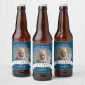 クラシックネイビーエレガントブルーリタイア祖父の写真 ビールラベル (ボトル)