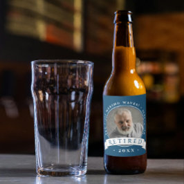 クラシックネイビーエレガントブルーリタイア祖父の写真 ビールラベル