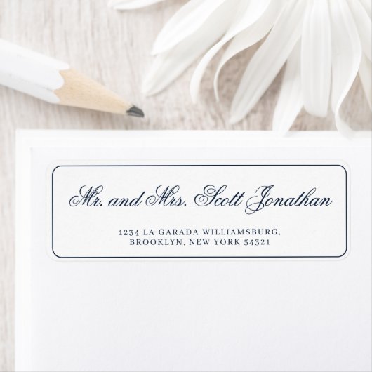 クラシックネイビーエレガントル書道シンプル ラベル (インサイチュ)