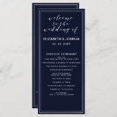 クラシックネイビーシルバー結婚式 プログラム (正面/裏面)