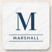 クラシックネイビーパーソナライズされたファミリーモノグラムイニシャル コースター (正面)